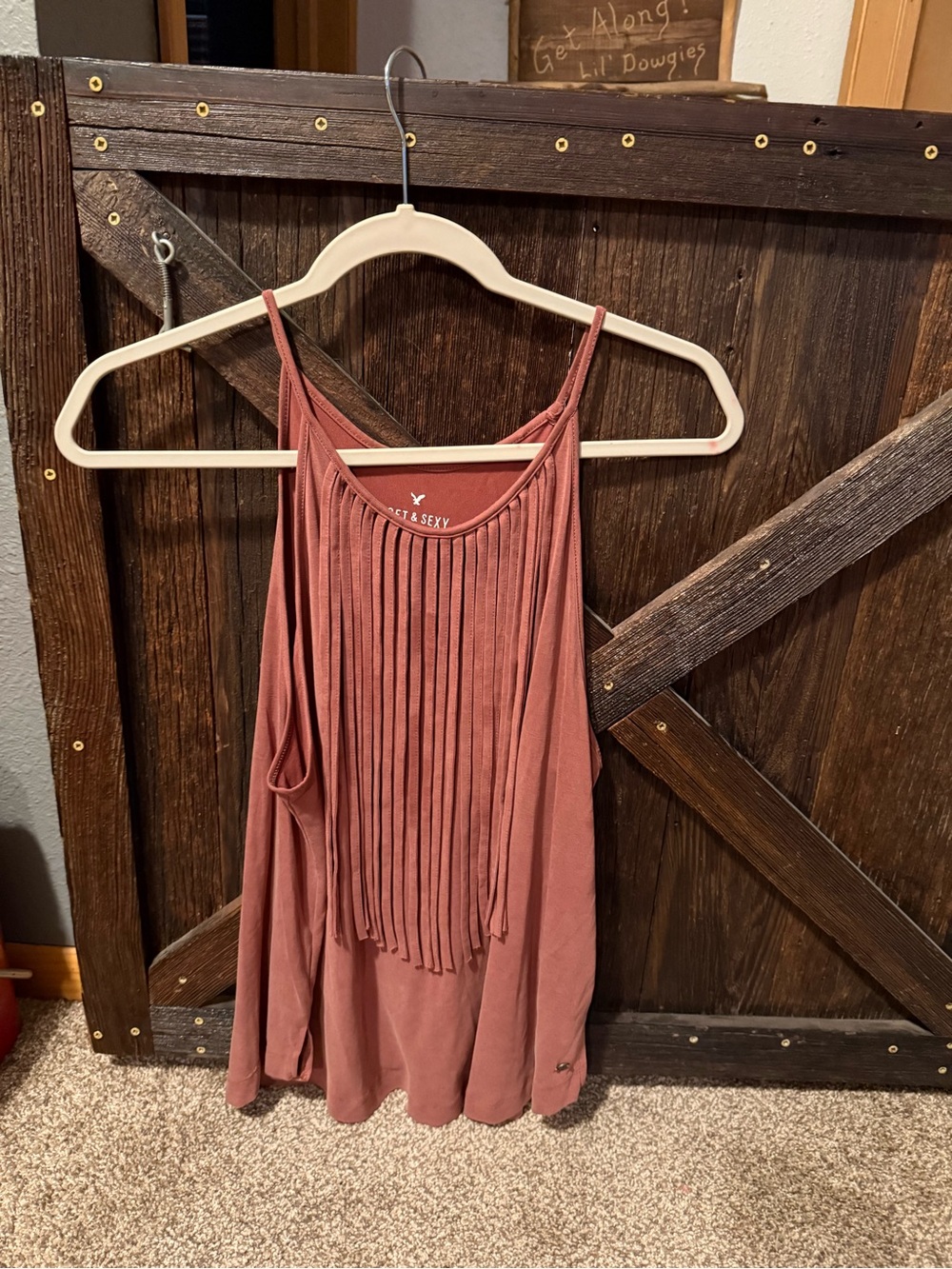 American Eagle Outfitters Mauve Fringe Camisole